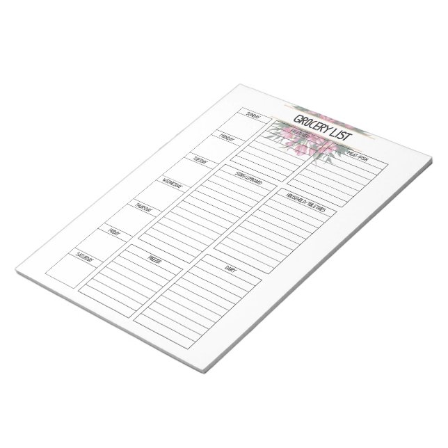 Grocery List Notepad (Angled)