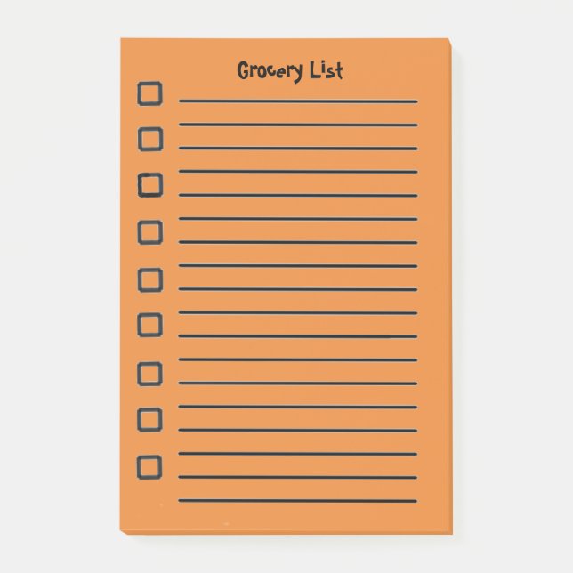 Grocery List Orange Sticky Notes 2nd  Edition (Front)