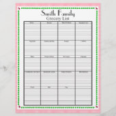 Grocery List Page, Personalized (Front)