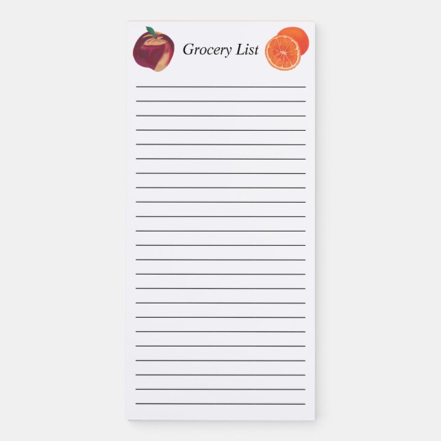 Grocery List Peach and Orange Lined Notepads (Front)