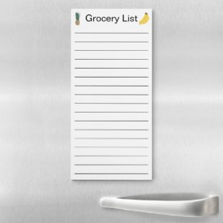 Grocery List Pineapple Bananas, Lined Magnetic Notepad