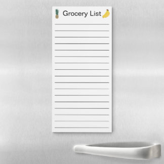 Grocery List Pineapple Bananas, Lined Magnetic Notepad