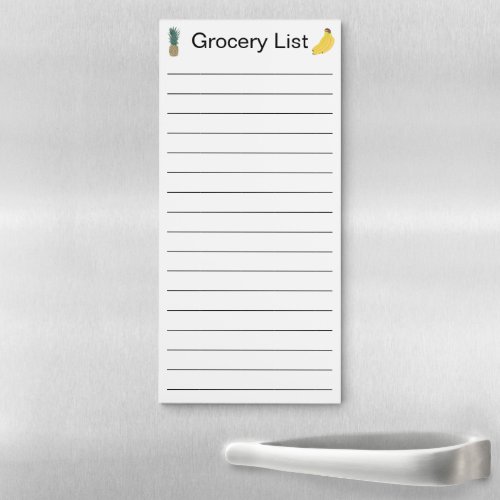 Grocery List Pineapple Bananas Lined Magnetic Notepad