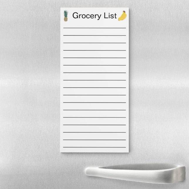 Grocery List Pineapple Bananas, Lined Magnetic Notepad (In Situ)