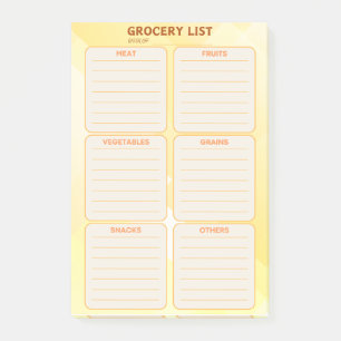 Grocery List Post It Note