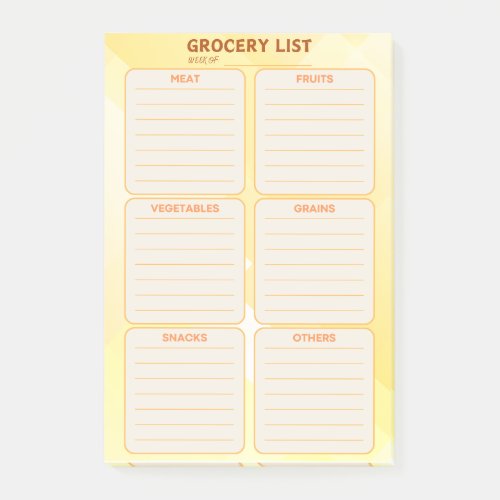 Grocery List Post It Note