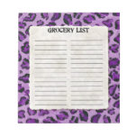 Grocery List Purple Black Leopard Spot Print Art Notepad