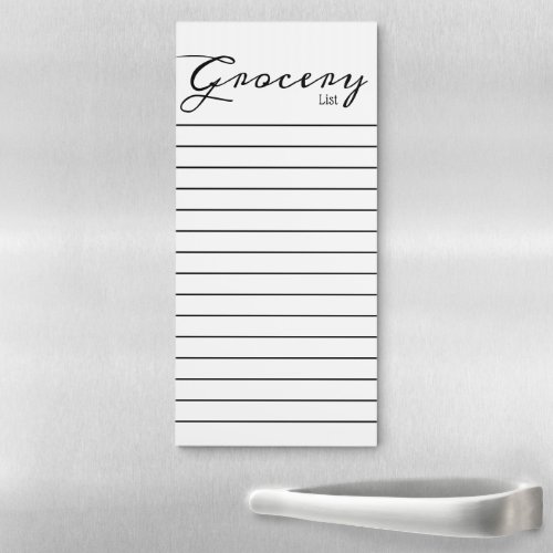 Grocery List reminder lined plain simple white Magnetic Notepad