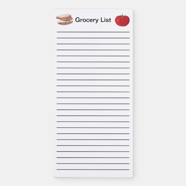 Grocery List Vegetarian Sandwich Tomato Notepads (Front)