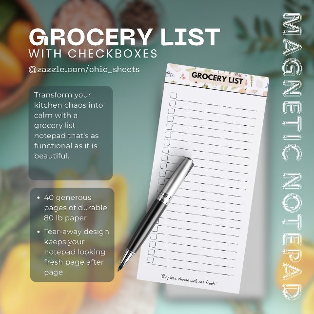 Grocery List with Checkboxes Magnetic Notepad (Creator Uploaded)
