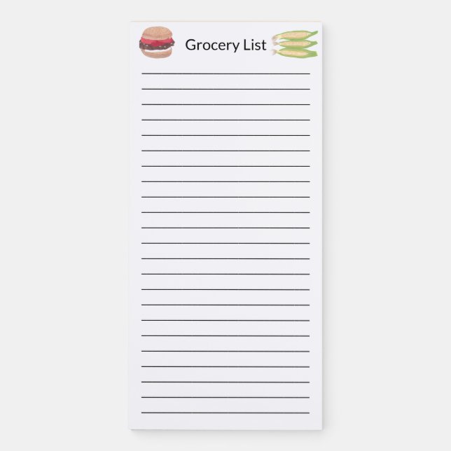 Grocery Lists Vegan Burger Corn on the Cob Notepad (Front)