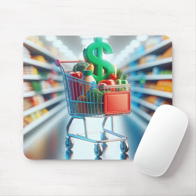 Grocery Shopping Cart In a Store Aisle Mouse Pad (With Mouse)