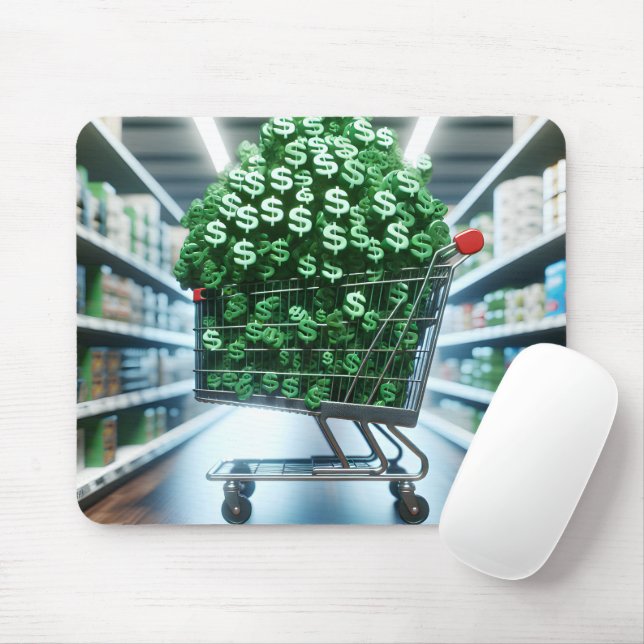 Grocery Shopping Cart In a Store Aisle Mouse Pad (With Mouse)