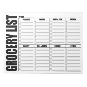Grocery Shopping Check List Notepad