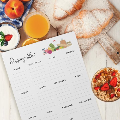 Grocery Shopping Editable List Items Notepad