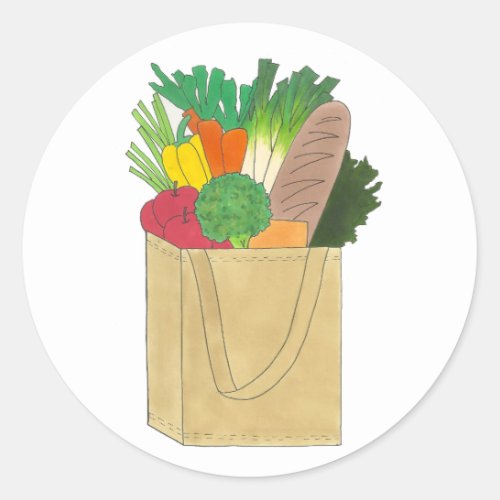 Grocery Shopping Greenmarket Market Fruit Veggies Classic Round Sticker