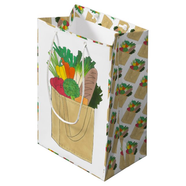 Grocery Shopping Greenmarket Market Fruit Veggies Medium Gift Bag (Front Angled)