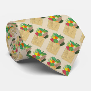 Grocery Shopping Greenmarket Market Fruit Veggies Neck Tie