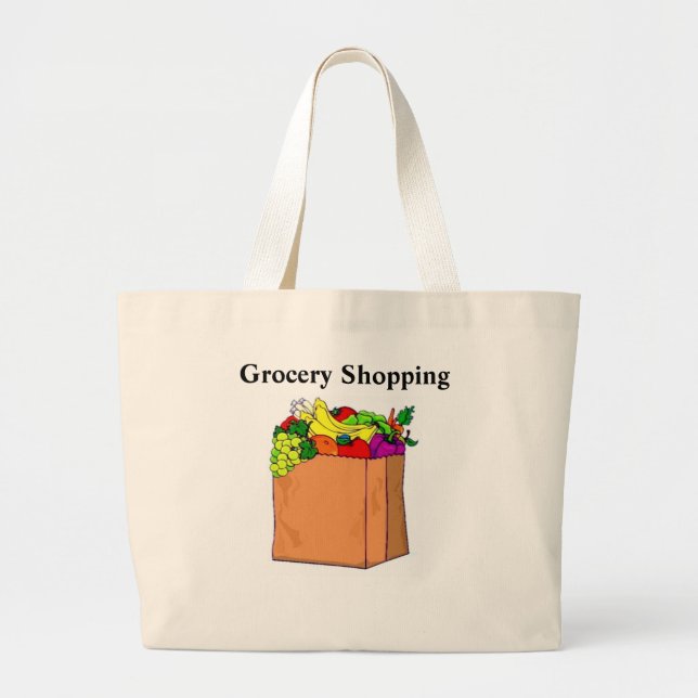 Grocery Shopping Large Tote Bag (Front)