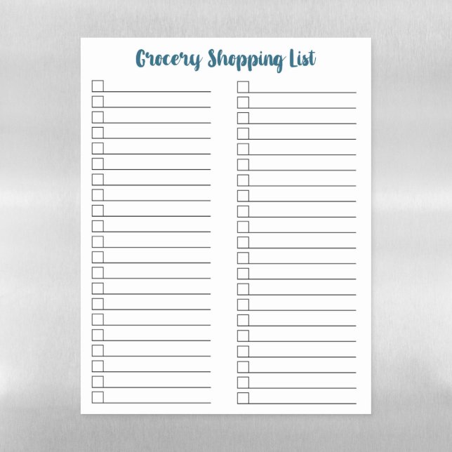 Grocery Shopping List DryErase Magnetic Sheet (Vertical)
