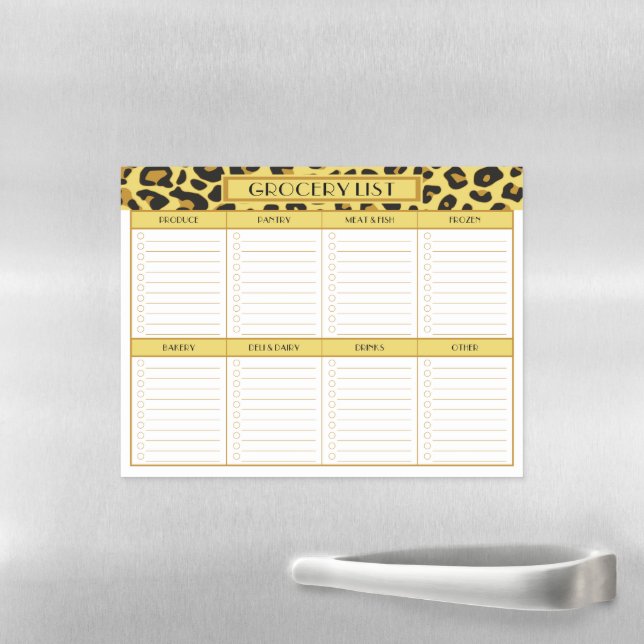 Grocery Shopping List Leopard Magnetic Dry Erase Sheet (In Situ)