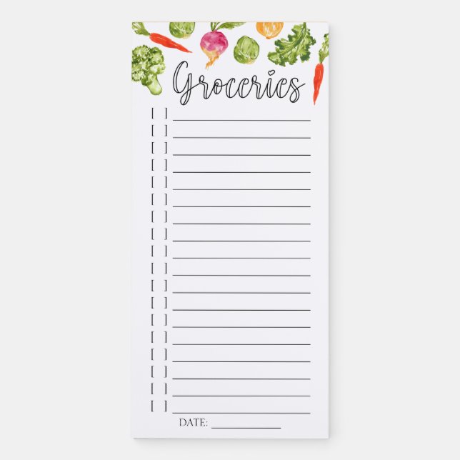 Grocery shopping list Magnetic Notepad (Front)