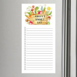 Grocery Shopping List Magnetic Notepad<br><div class="desc">Market list grocery shopping list design featuring a watercolor wood cutting board with fresh vegetables personalized with your name.</div>