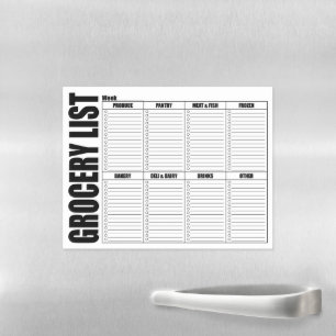Grocery Shopping List Minimalist Black And White Magnetic Dry Erase Sheet