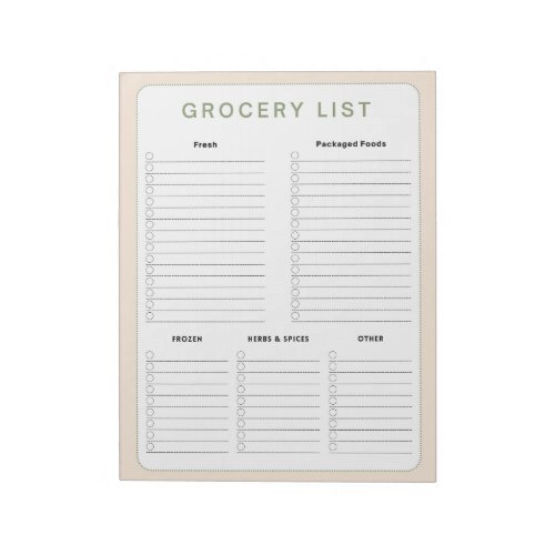 Grocery Shopping List Notepad