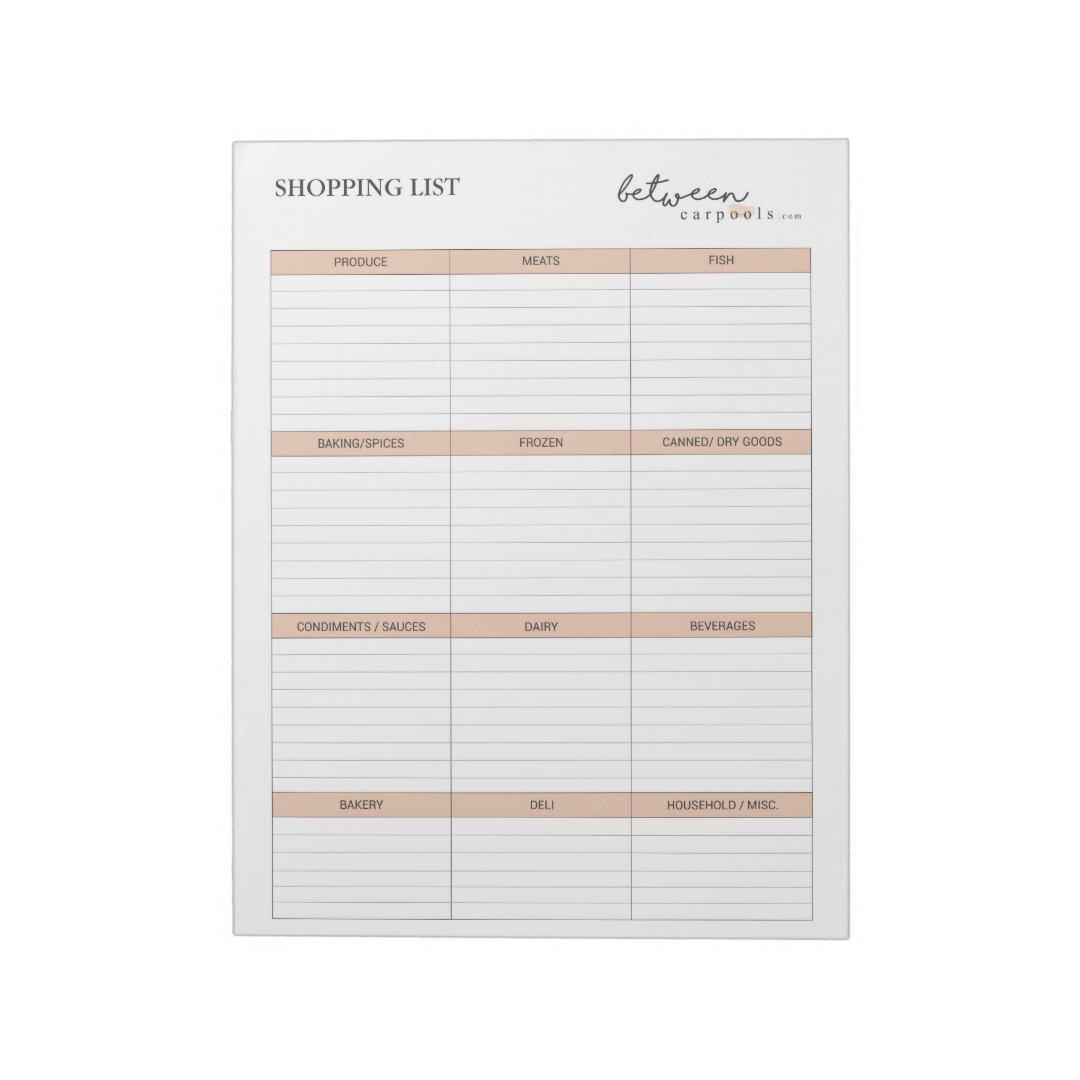 GROCERY SHOPPING LIST NOTEPAD Zazzle