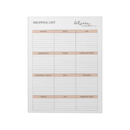 GROCERY SHOPPING LIST NOTEPAD