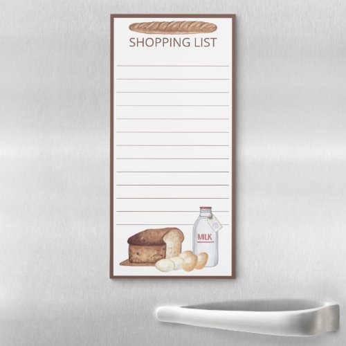 Grocery Shopping List Watercolor Farmhouse Lined Magnetic Notepad