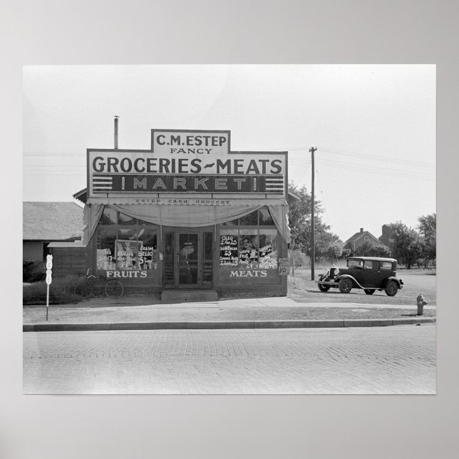Grocery Store, 1938. Vintage Photo Poster (Front)