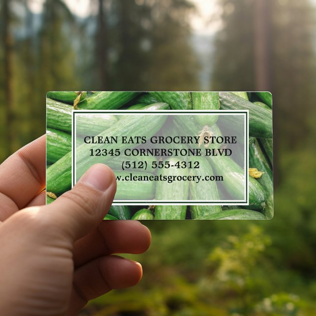 Grocery Store Farmers Market Green Produce Photo Business Card (Creator Uploaded)