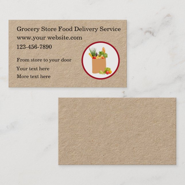 Grocery Store Food Delivery Business Cards (Front/Back)