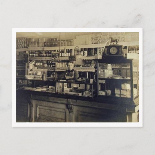 Grocery Store Interior 1906 Vintage Postcard