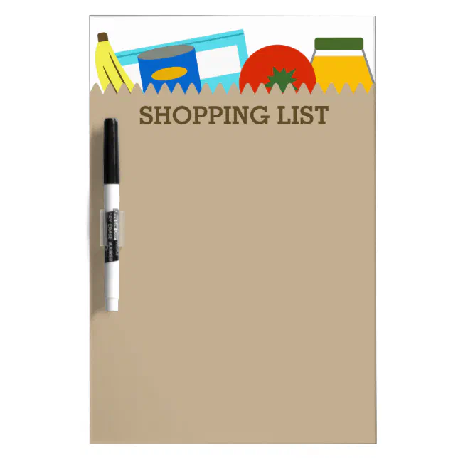 Grocery Store Supermarket Bag Shopping List Dry Erase Board Zazzle