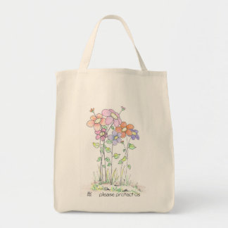 grocery tote bag: flowers bag