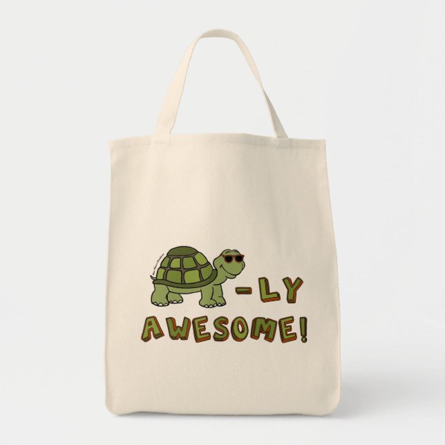 Grocery Tote Bag - Turtle-ly Awesome! (Front)
