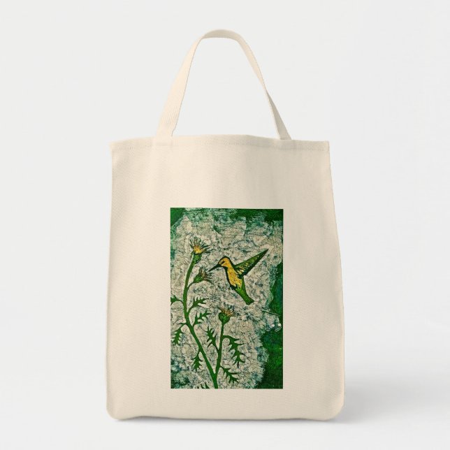 Grocery Tote Bag with Hummingbird (Front)