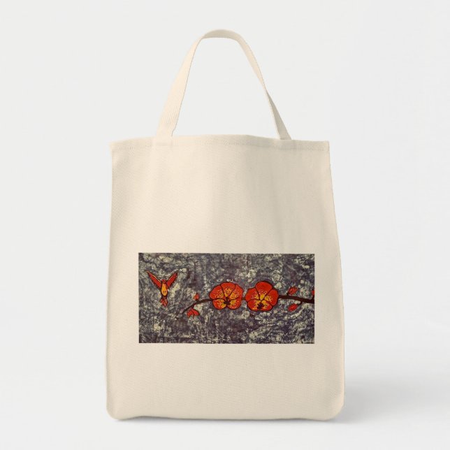 Grocery Tote Bag with Hummingbird (Front)