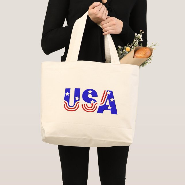 Grocery Tote - USA in Stars & Stripes (Front (Product))