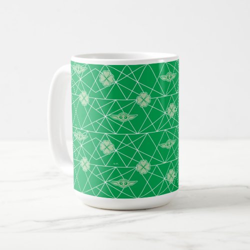 Grogu and Clovers Geometric Pattern Coffee Mug