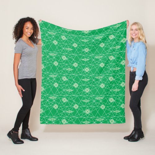 Grogu and Clovers Geometric Pattern Fleece Blanket