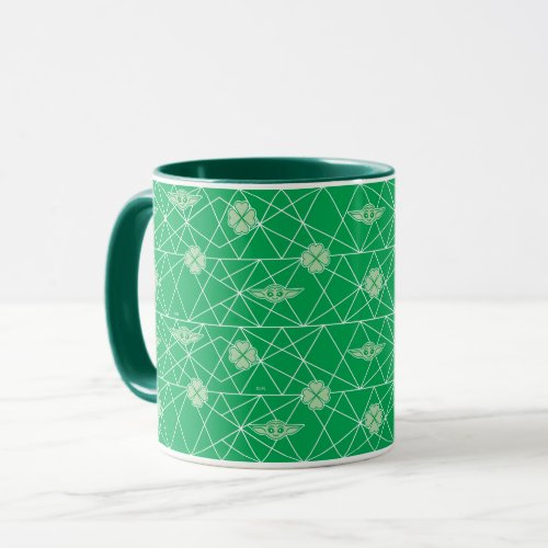 Grogu and Clovers Geometric Pattern Mug
