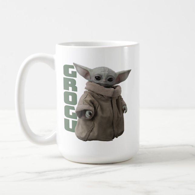 Grogu Character Name Graphic Coffee Mug (Left)
