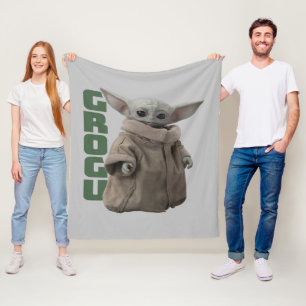 Grogu Character Name Graphic Fleece Blanket
