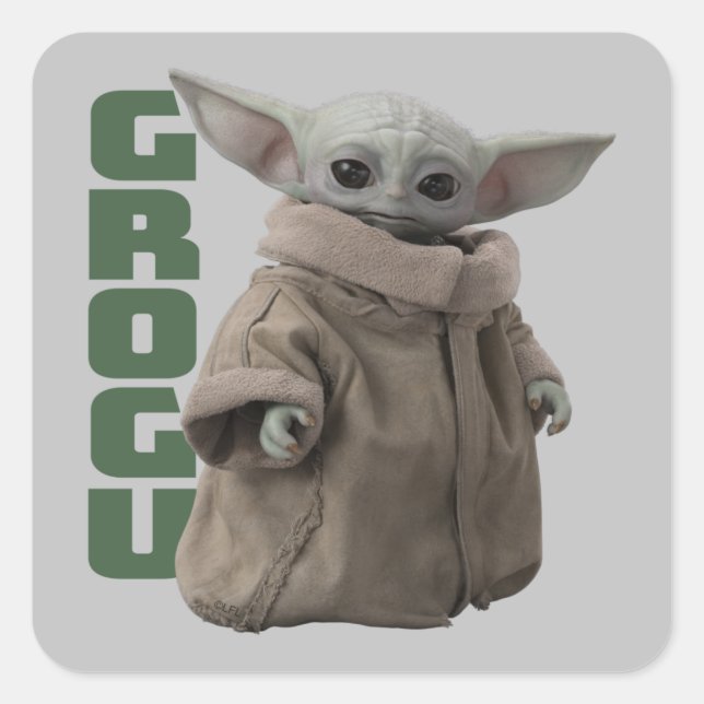 Grogu Character Name Graphic Square Sticker (Front)