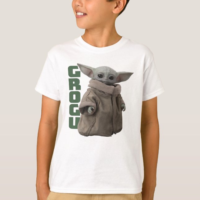Grogu Character Name Graphic T-Shirt (Front)