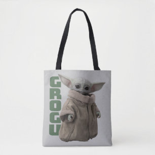 Grogu Character Name Graphic Tote Bag